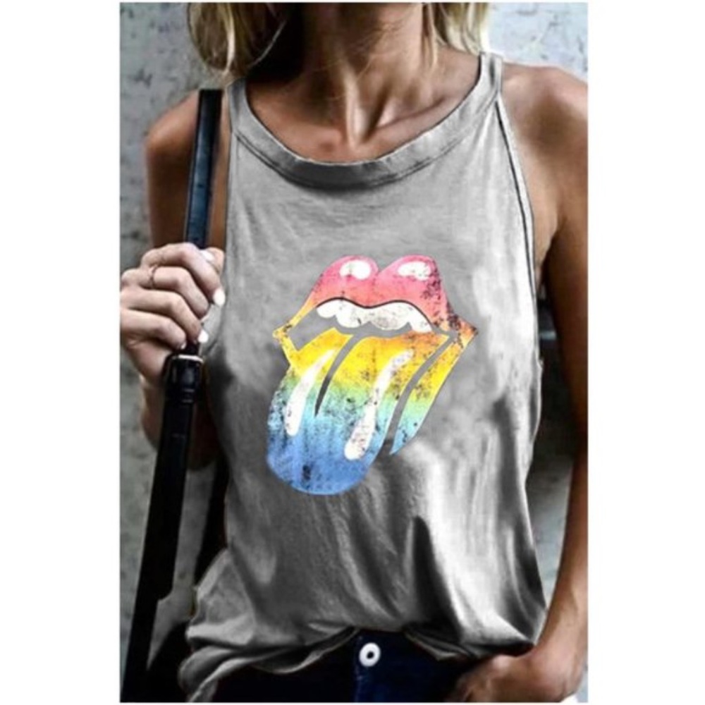 RAINBOW LIPS Tank top - LATTE - Picture 2 of 2